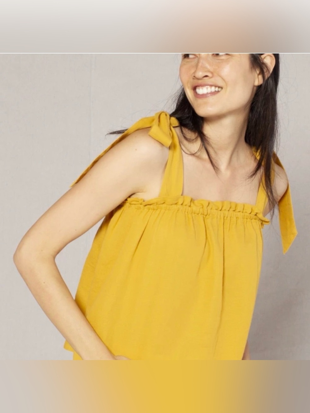 Outerknown Women’s Oasis Organic gauze Tie Strap saffron marigold top Small